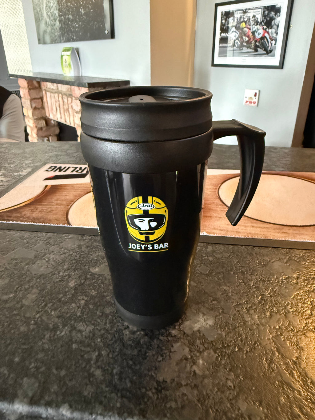 Joeys Bar Travel Mug with handle