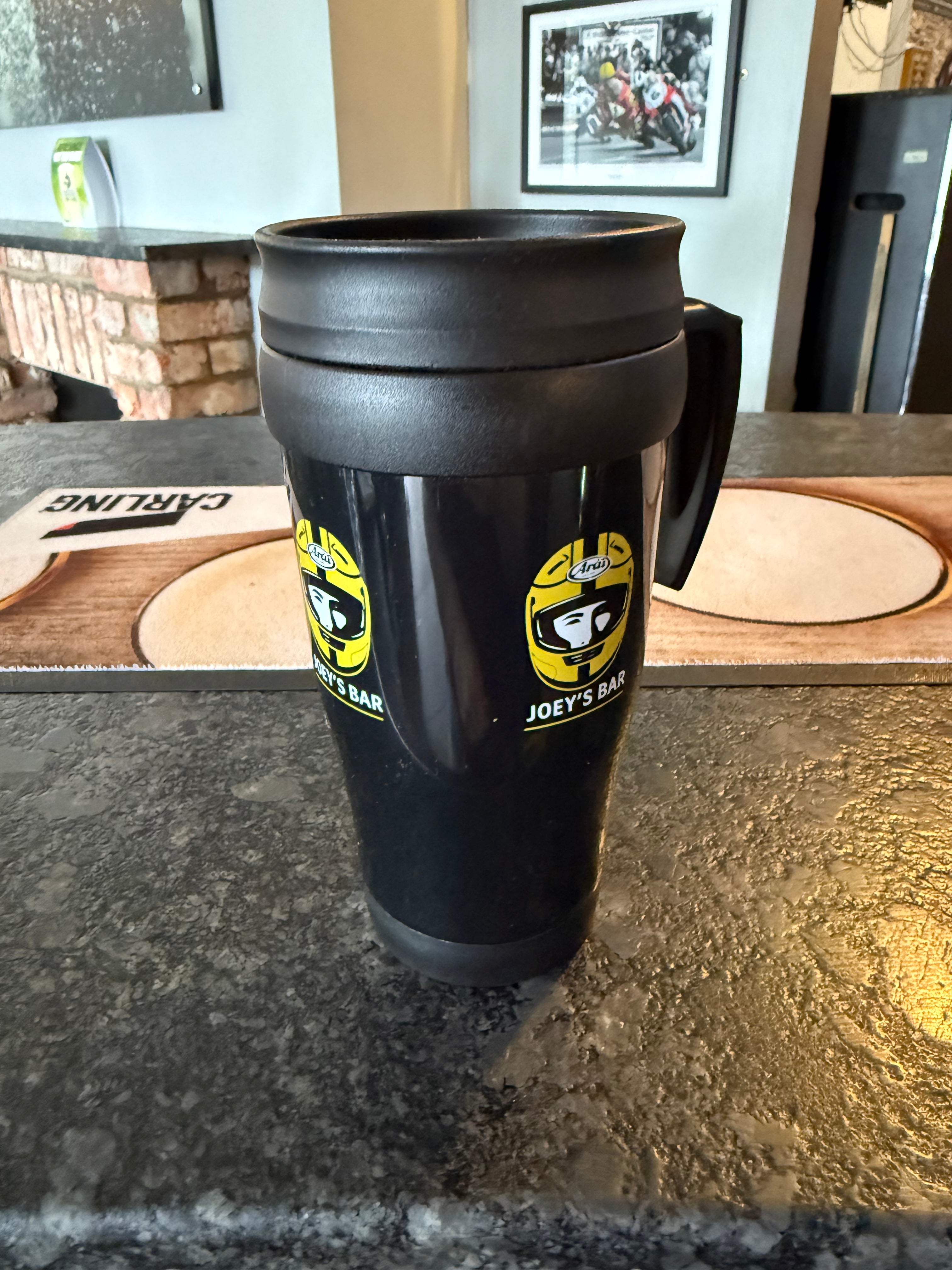 Joeys Bar Travel Mug with handle